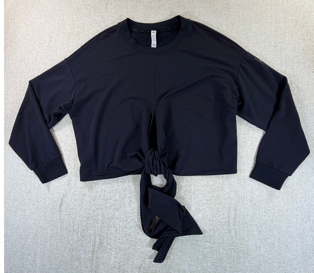 Alo Women's Medium Black Standout Long Sleeve Yoga Top Athleisure Workout Shirt